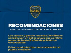 O Boca Juniors pediu aos torcedores que evitem práticas racistas enquanto estiverem no Rio de Janeiro para acompanhar a final da Libertadores