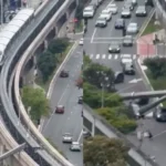 Guindaste tomba sobre estrutura de monotrilho e provoca ferimentos em operador